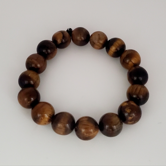 Tiger Eye Round Beads Stretch Bracelet Polished Shiny Mulit-tones Spiritual Boho - Picture 3 of 4